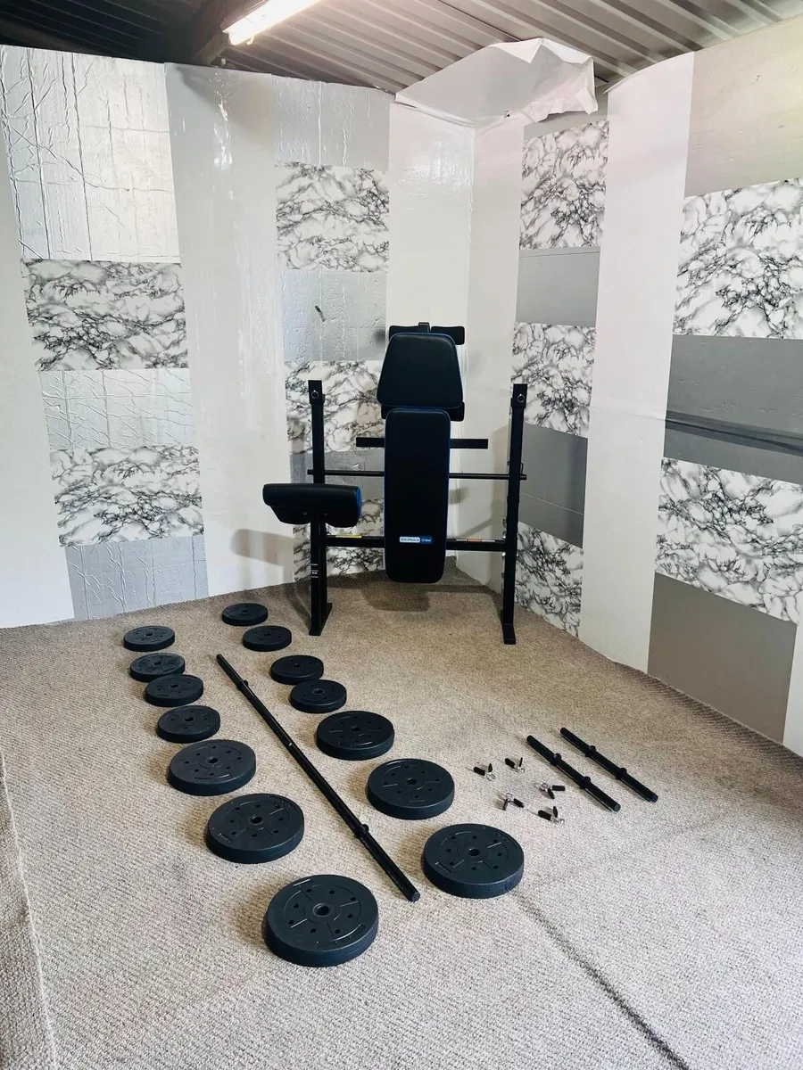 PRO FITNESS BENCH 50KG WEIGHTS BARBELL DUMBBELLS - Image 2