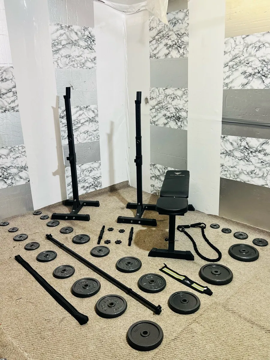 RACK BENCH CAST IRON WEIGHTS BARBELL DUMBBELLS ++ - Image 2
