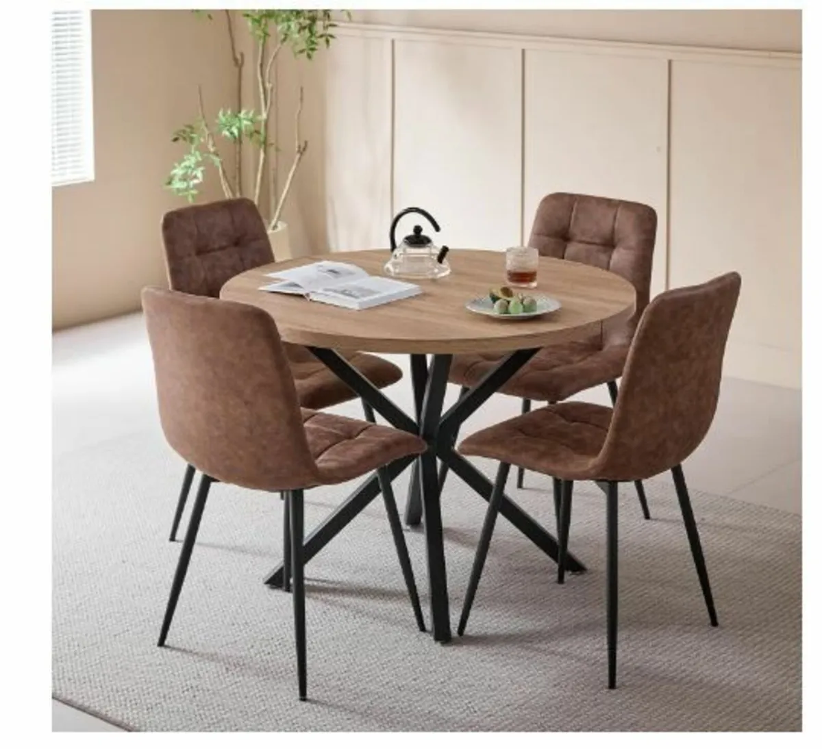 HOME Dining Set 5-Piece 100 cm - Image 1