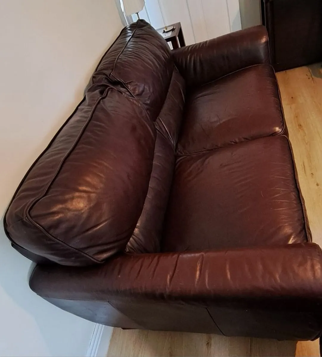 Chocolate leather couch - Image 4
