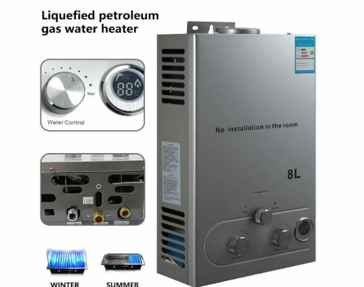 Gas Instantaneous Water Heater 8L/6L, 12/16KW LPG - Image 4