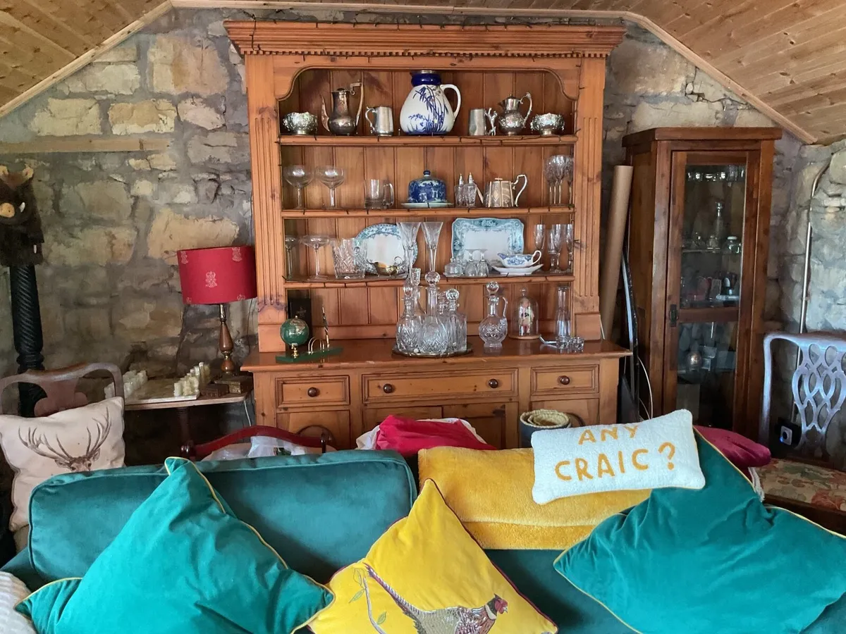 Sofa and poufe, antique sofa, Welsh dresser,marble - Image 2