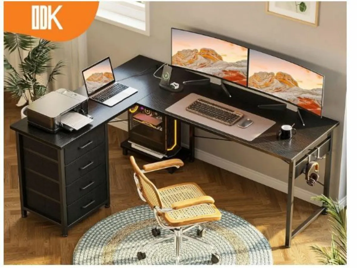 Corner Desk with 4 Drawers, 135 x 100 cm - Image 2