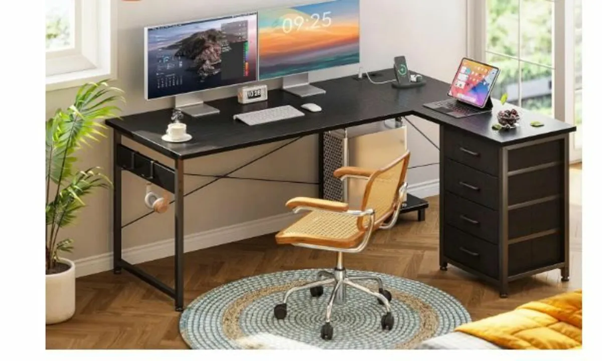 Corner Desk with 4 Drawers, 135 x 100 cm - Image 4
