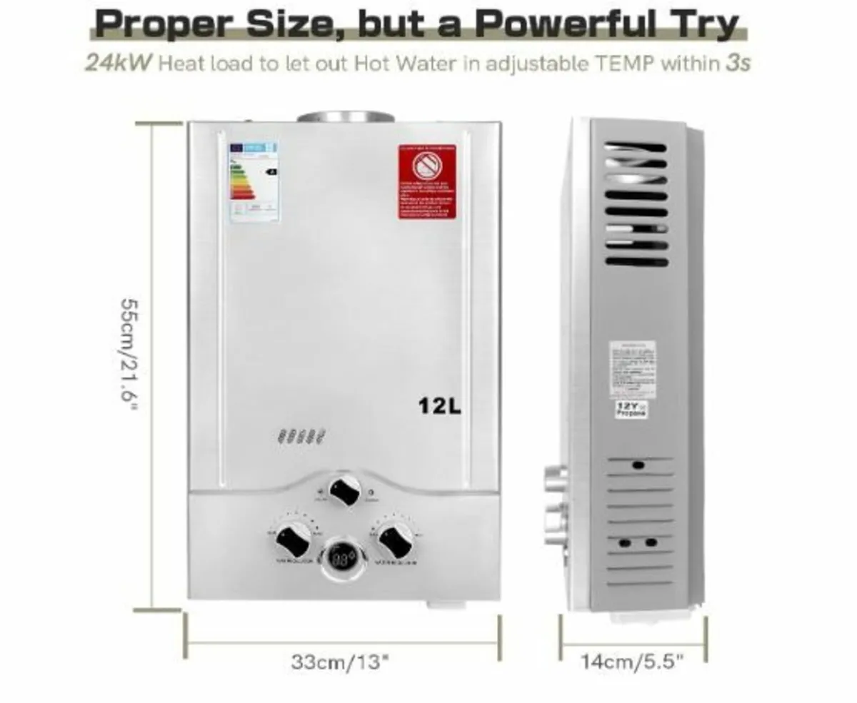 12LPM Gas Instantaneous Water Heater, 24 kW LPG - Image 3