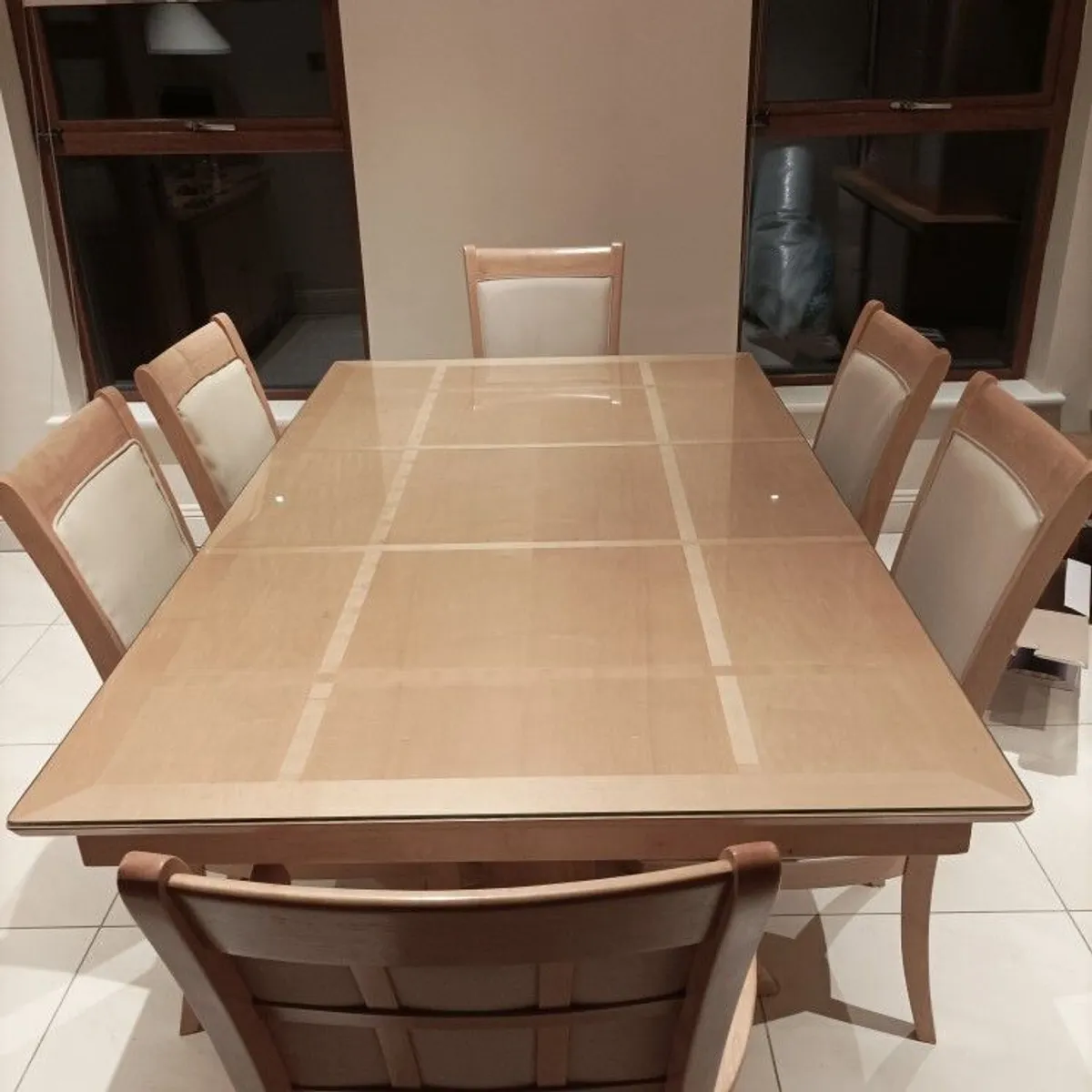 dining room table & chairs + 2 cabinets, 1 with glass display - Image 1