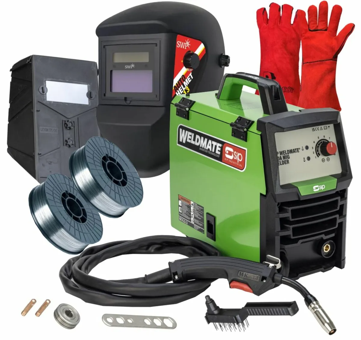 SIP WELDMATE Welder with Helmet, Wire and Gloves - Image 2