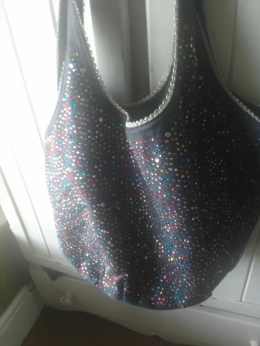 VINTAGE VELIKOKO EMBELLISHED DENIM SACK BAG - Image 1
