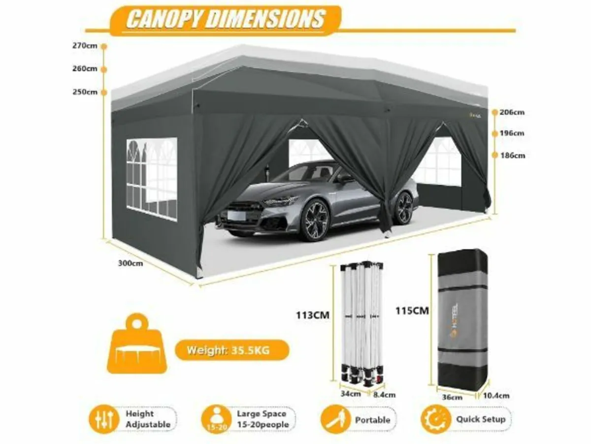Gazebo 3 x 6 cm with Side Walls - Image 2