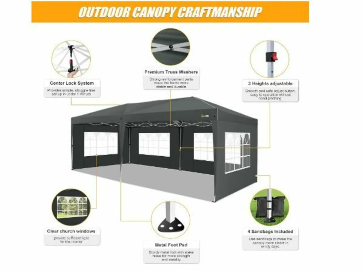 Gazebo 3 x 6 cm with Side Walls - Image 3