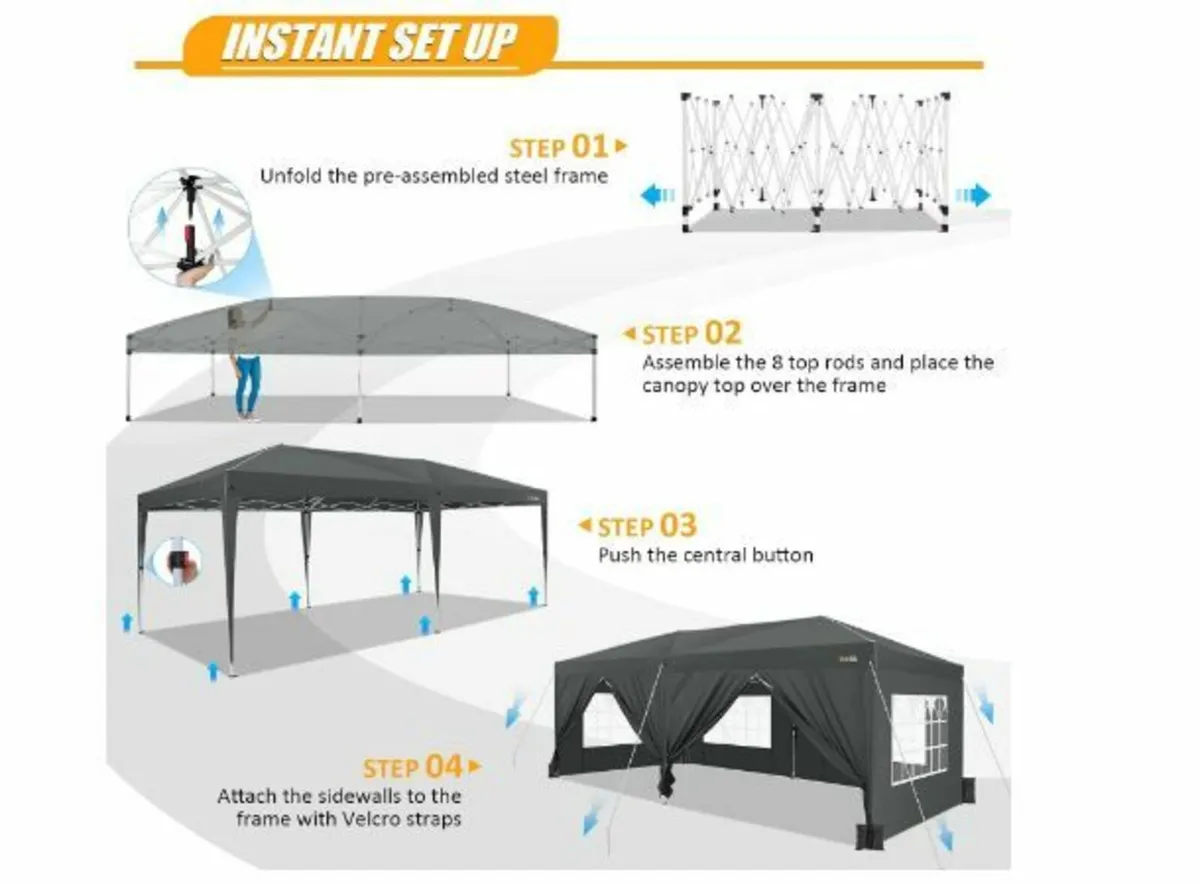 Gazebo 3 x 6 cm with Side Walls - Image 4