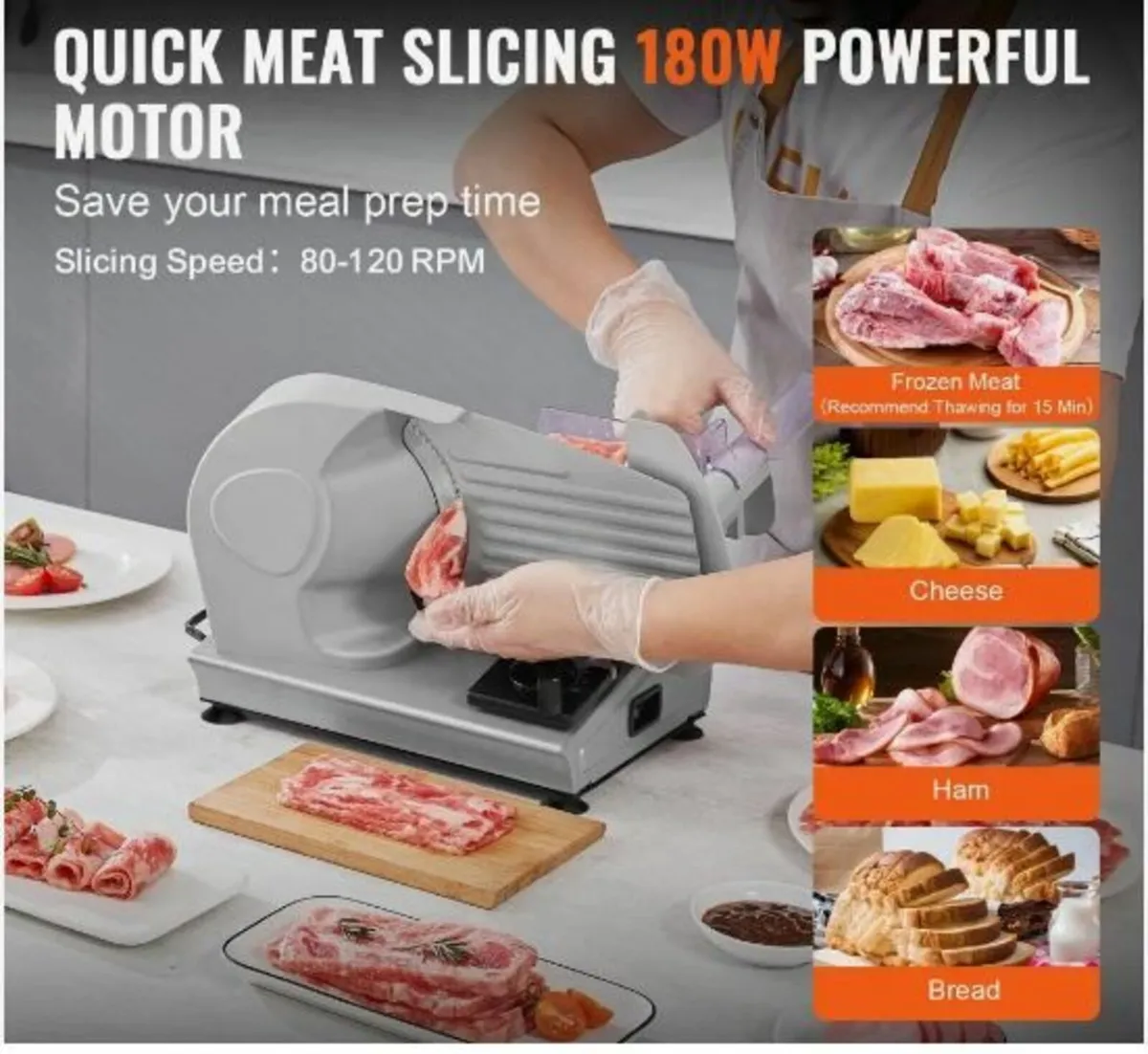 Meat Slicer, 180W Electric Deli Food - Image 2