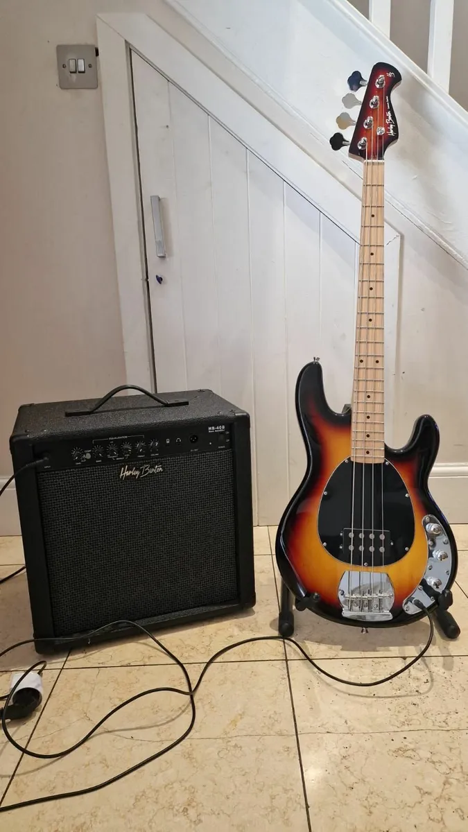 Bass guitar, amp & stand - Image 1