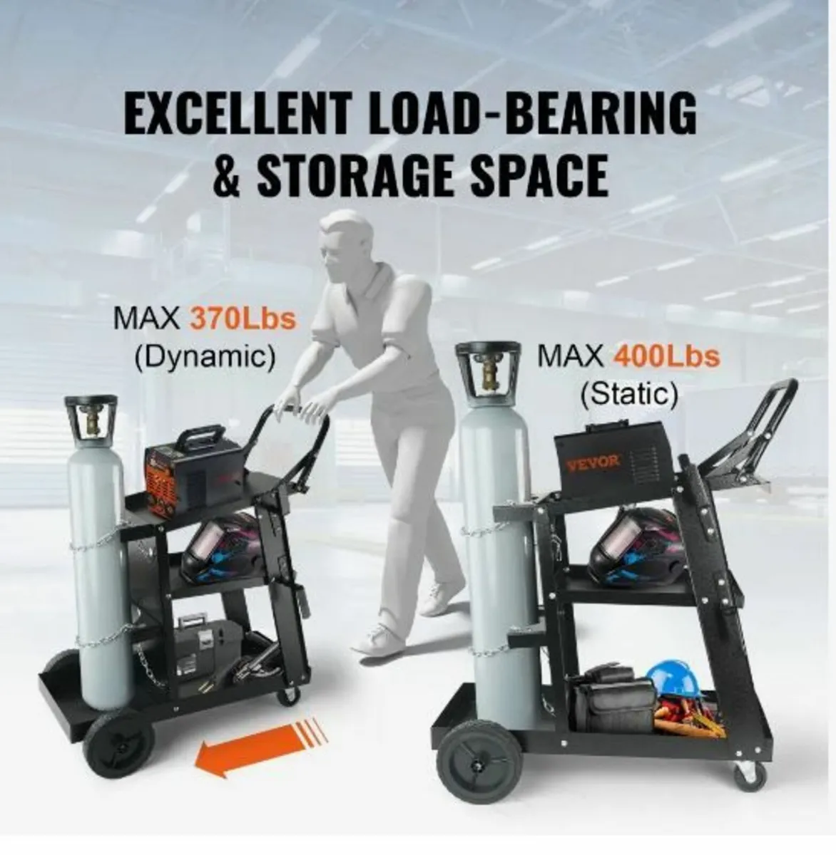 Welding Cart, 3-Tier Heavy Duty Welder Cart - Image 3