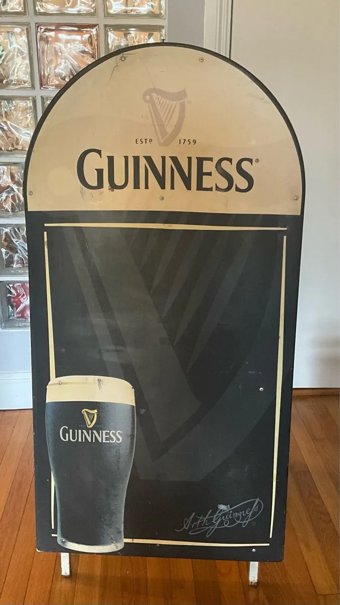 Vintage Guinness 2 Sided Backboard Sign - Image 1