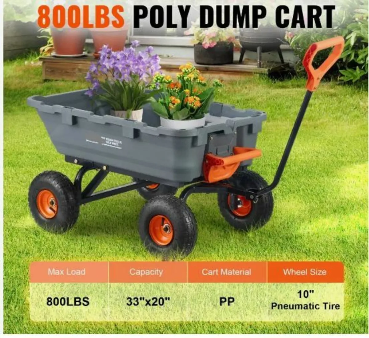 Poly Garden Dump Cart Heavy-duty Yard - Image 3