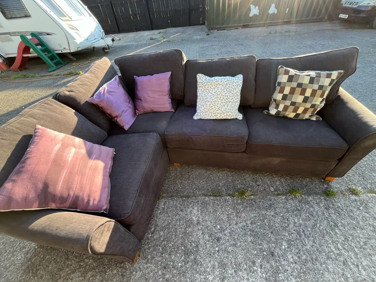 Large grey corner sofa L shaped delivery available - Image 1