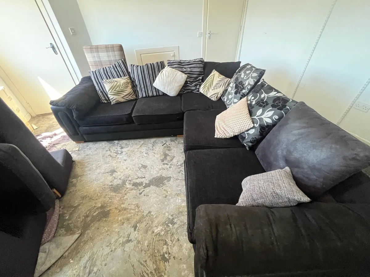 Black corner sofa L shaped delivery available - Image 2