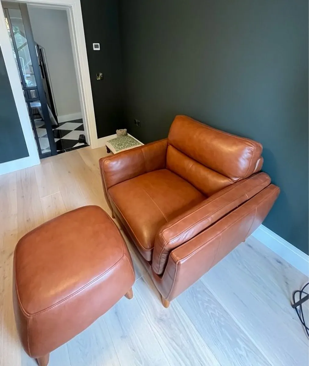 Nearly new armchair + footstool - Image 1