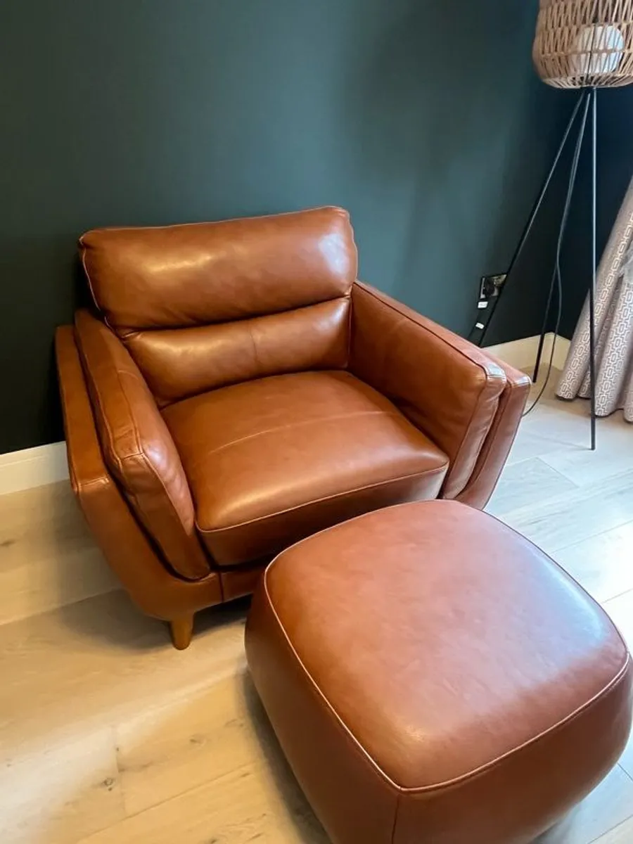 Nearly new armchair + footstool - Image 2