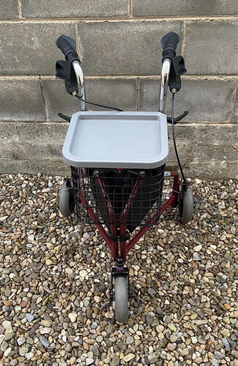 NEW Lightweight Tri Wheel Rollator, Basket & Bag - Image 1