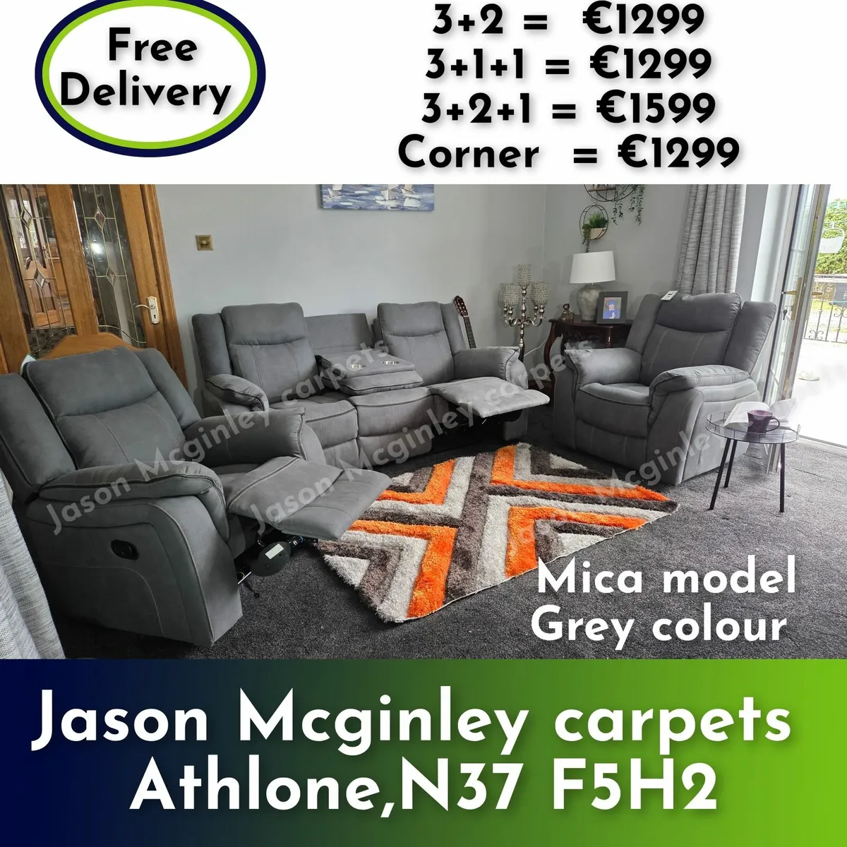 NEW Living Room Sofa - Mica Recliner €1299 - Image 1