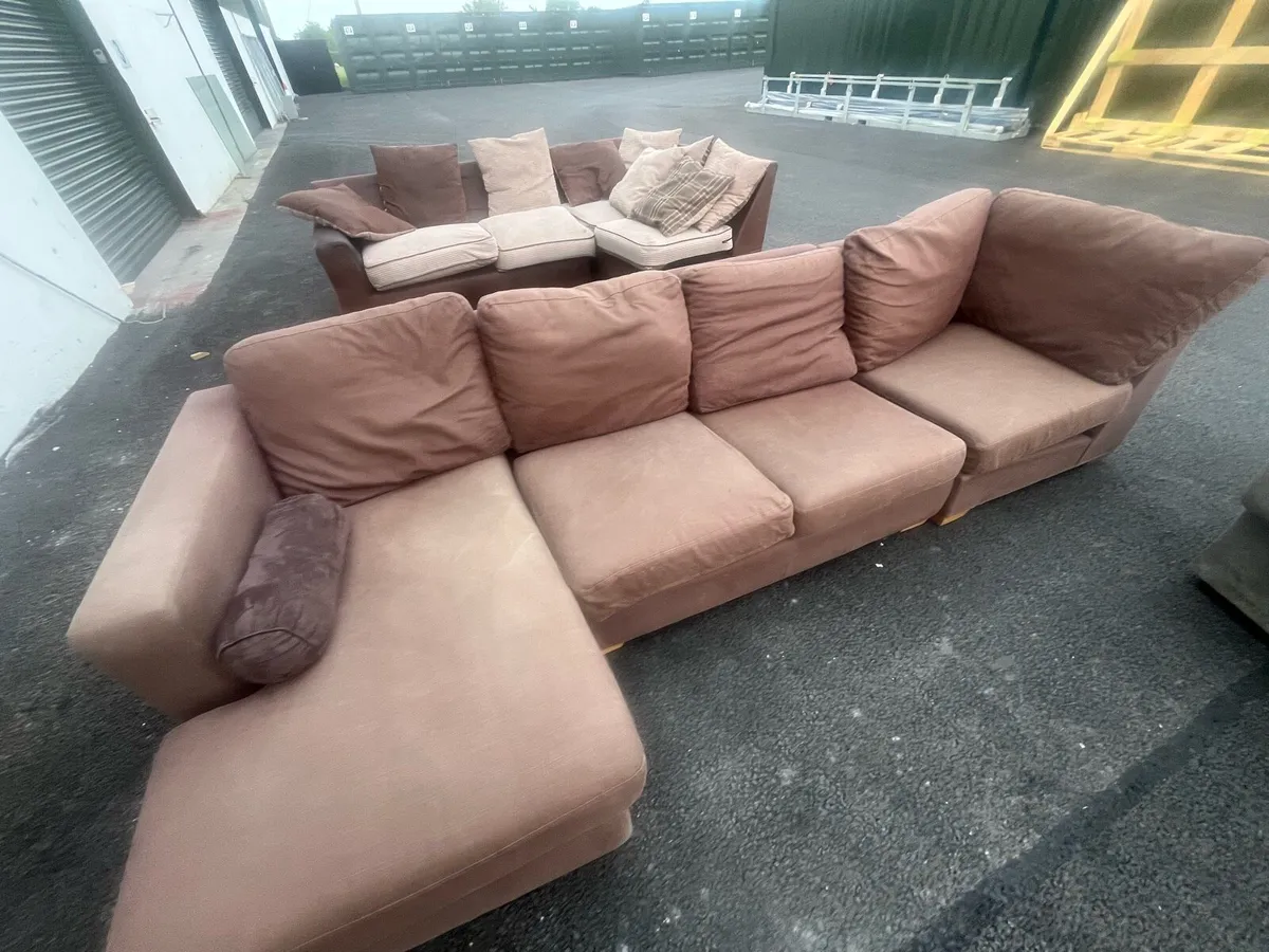 Brown corner sofa l shaped large couch - Image 2