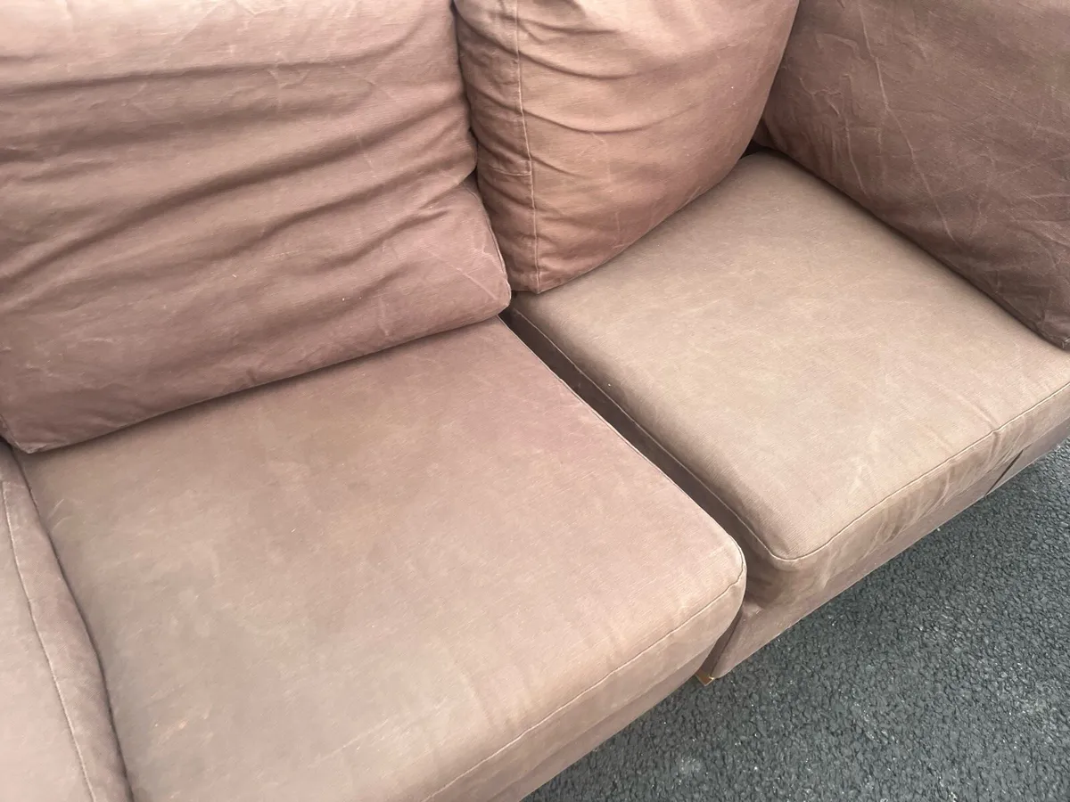 Brown corner sofa l shaped large couch - Image 4