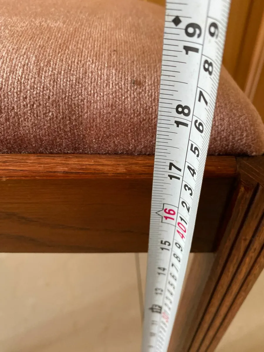 Vintage Oak dressing table stool reeded legs - Image 3