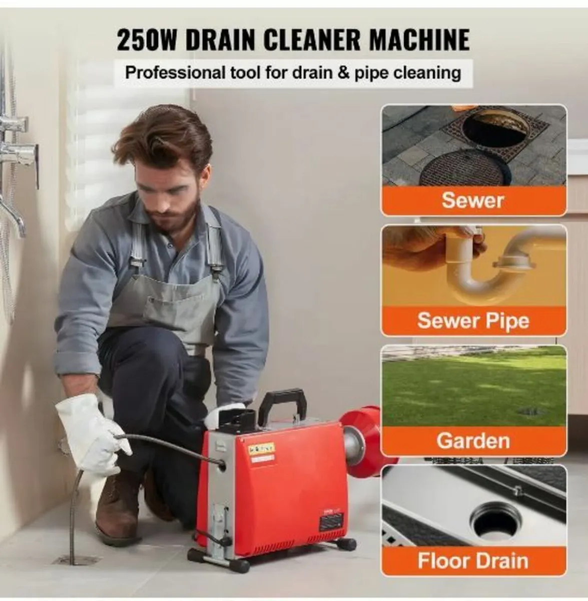 Drain Cleaner Machine 20m x 16mm 250W - Image 2