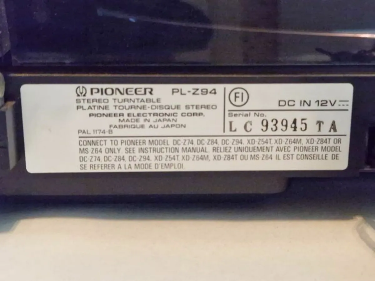 Pioneer Turntable Record Player PL- ReZ94 - Image 4