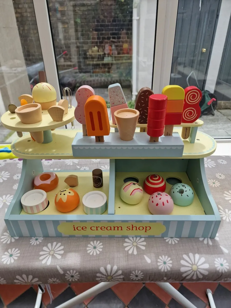 Toy wooden ice cream parlour