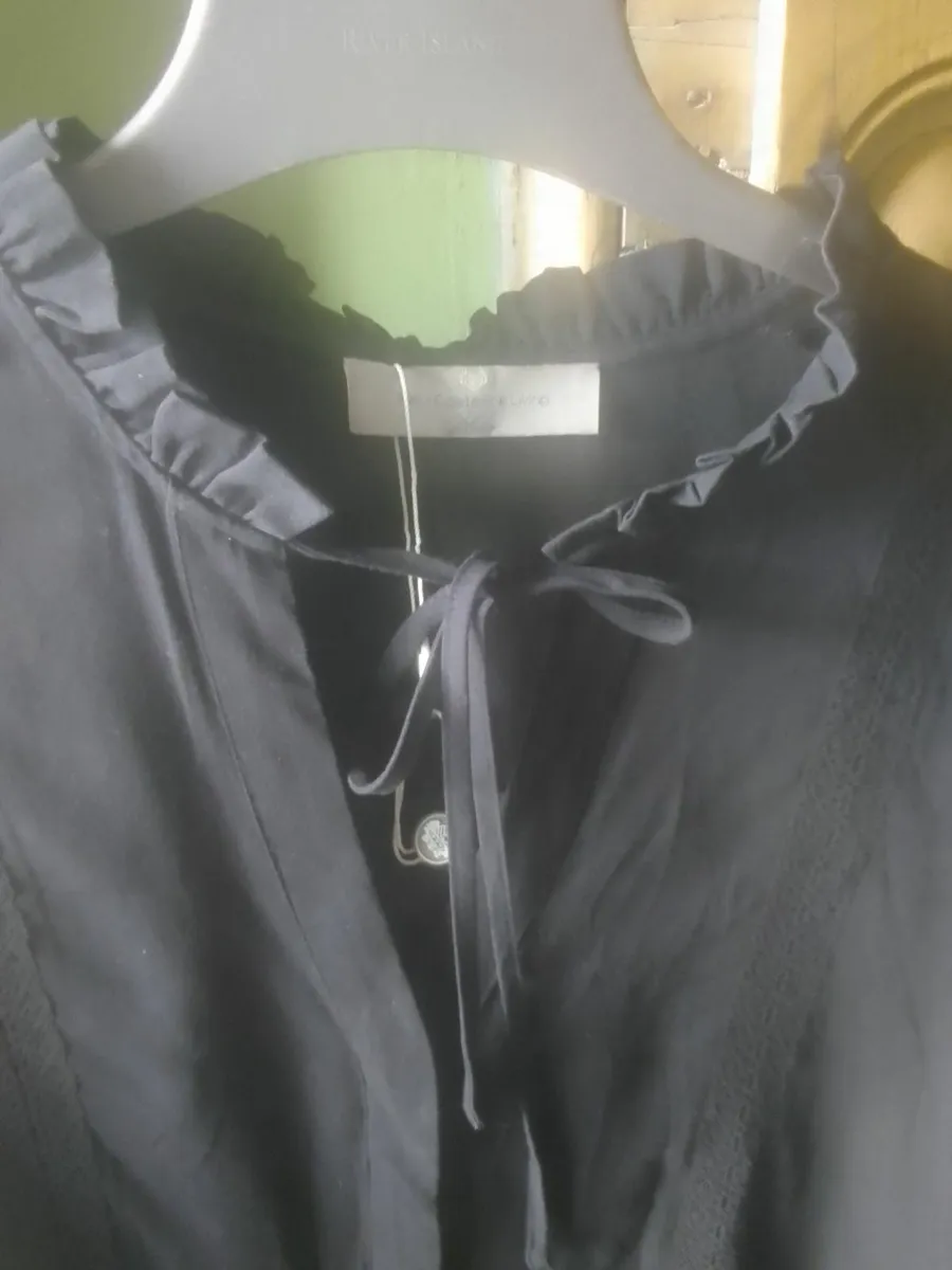 PAUL COSTELLOE BLACK BOHO TOP SIZE 14 NEW - Image 1