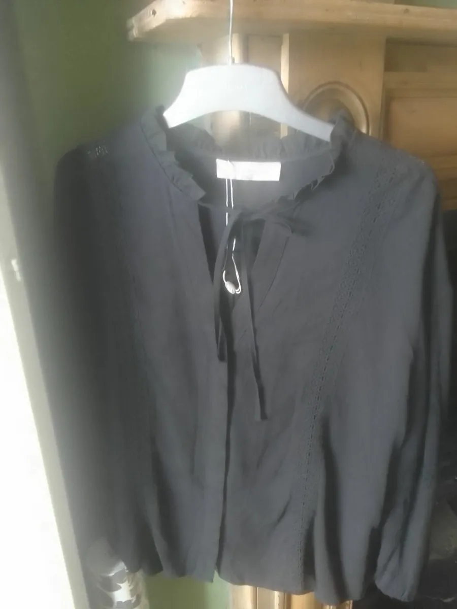 PAUL COSTELLOE BLACK BOHO TOP SIZE 14 NEW - Image 2