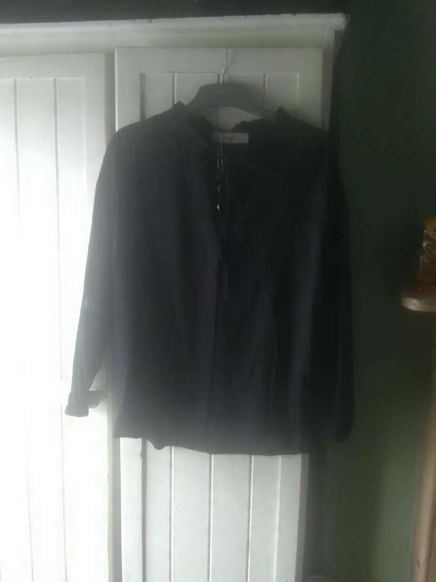 PAUL COSTELLOE BLACK BOHO TOP SIZE 14 NEW - Image 3