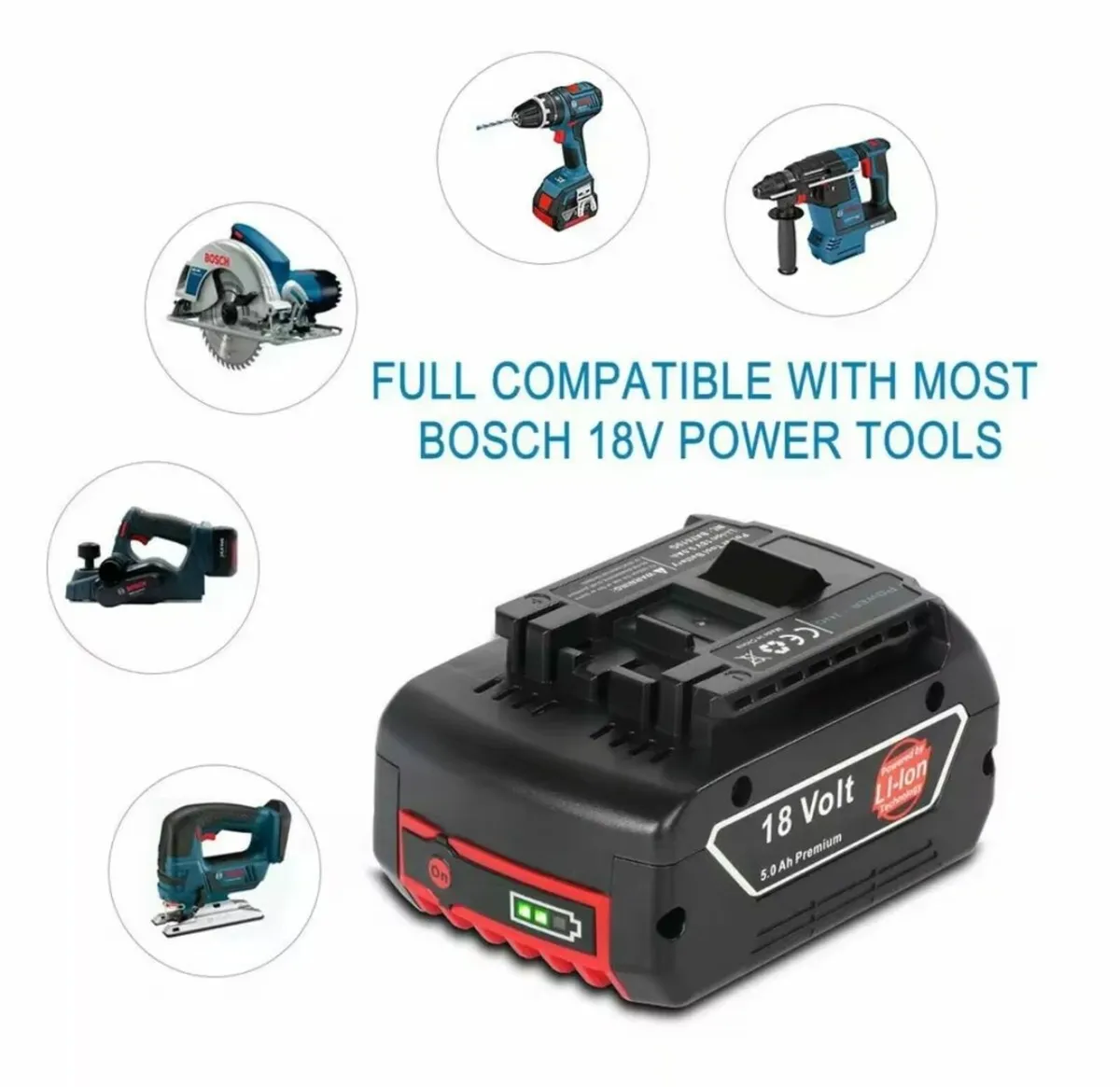 18V 8000mAh for Bosch BAT618 Battery - Image 1