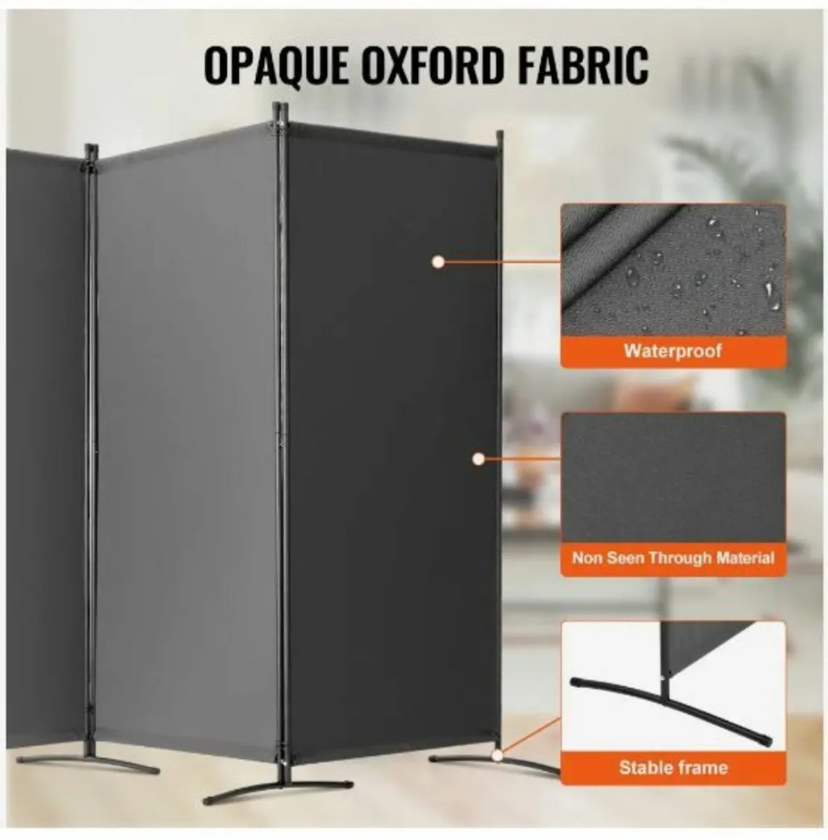 Room Divider 3 Panels Fabric - Image 4