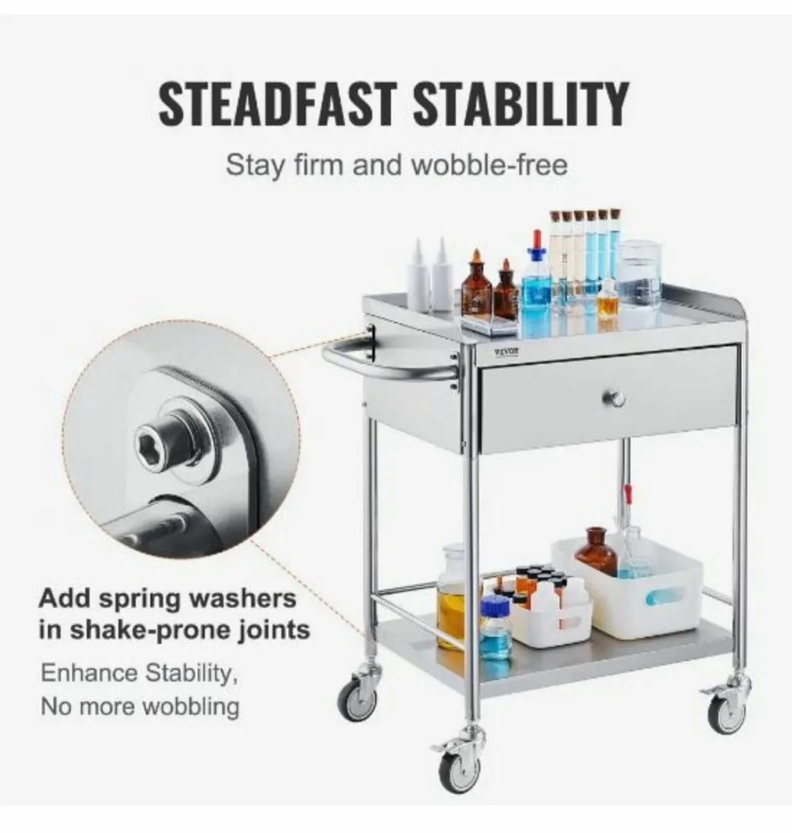 Medical Cart, 2 Layers Stainless Steel - Image 3