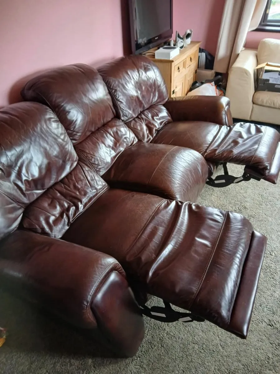 Leather 3 Seater Couch - Image 1
