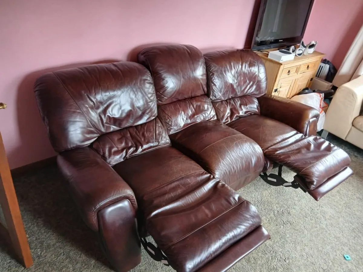 Leather 3 Seater Couch - Image 2
