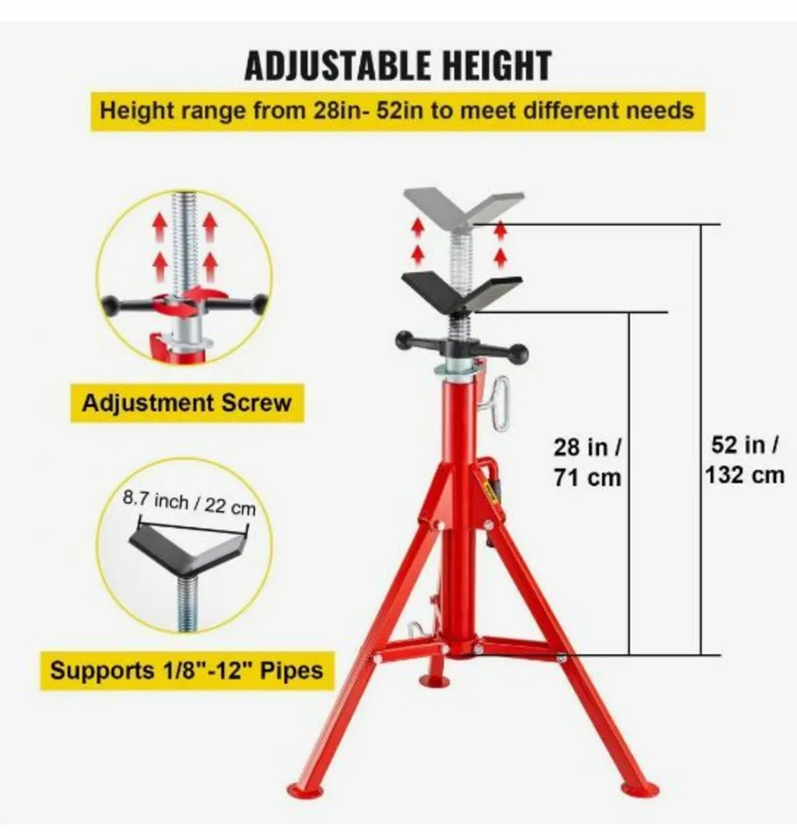 V Head Pipe Stand Adjustable Height - Image 2