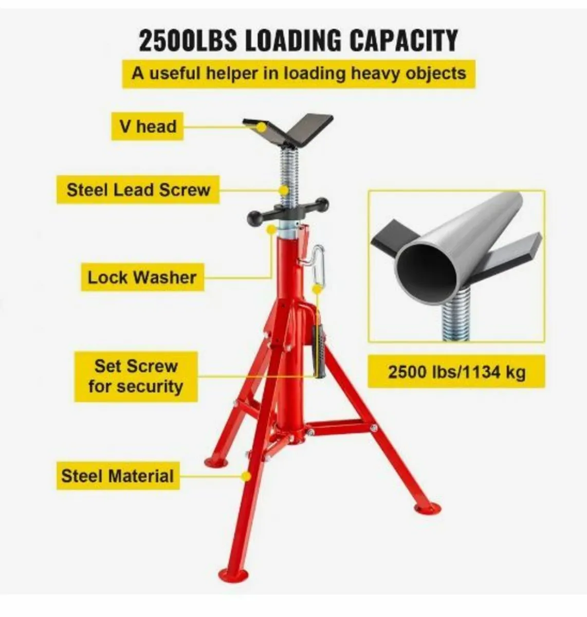 V Head Pipe Stand Adjustable Height - Image 4