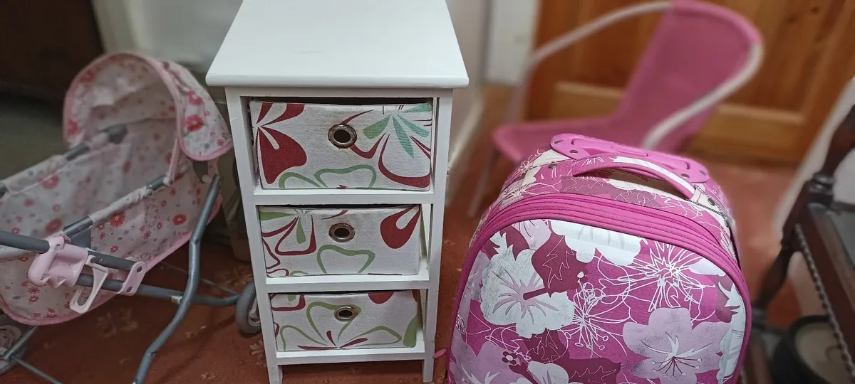 Kids Chair.Drawers. Pram . Suitcase - Image 3