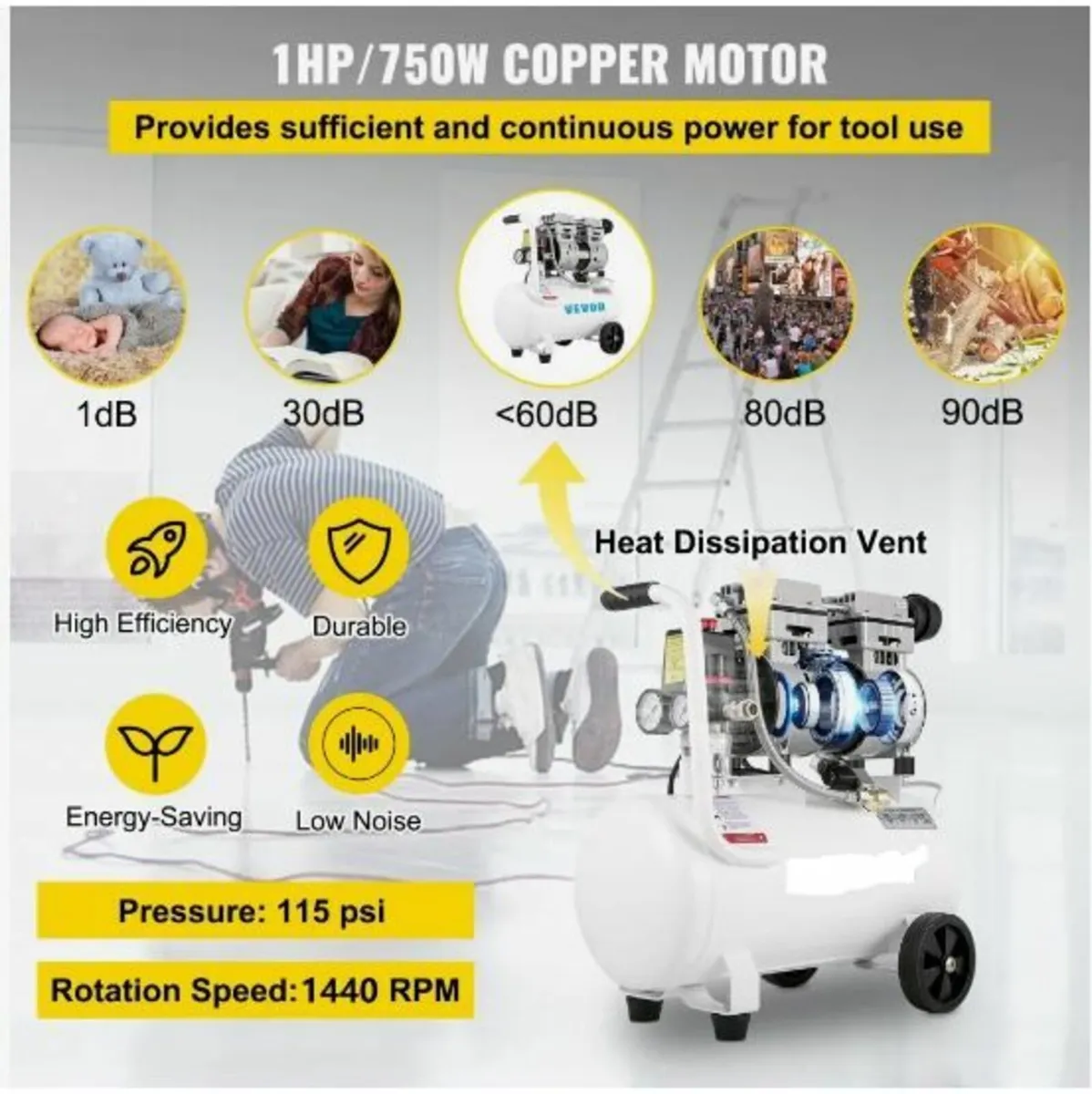 Air Compressor 41.6 L, Ultra Quiet Air - Image 2