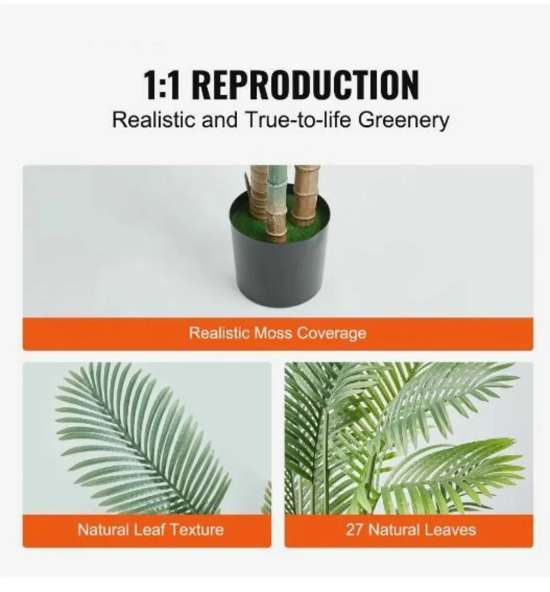 Artificial Gold Cane Palm Tree, 2m Tall - Image 4