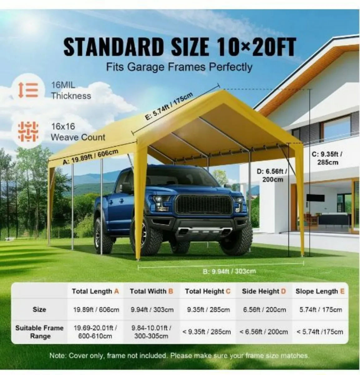 Carport Replacement Canopy Cover 10 x 20 ft - Image 3