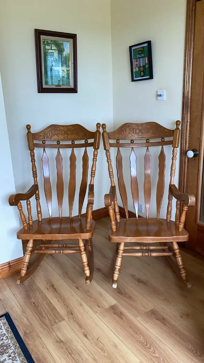 Matching pair of  wooden rocking chairs - Image 1