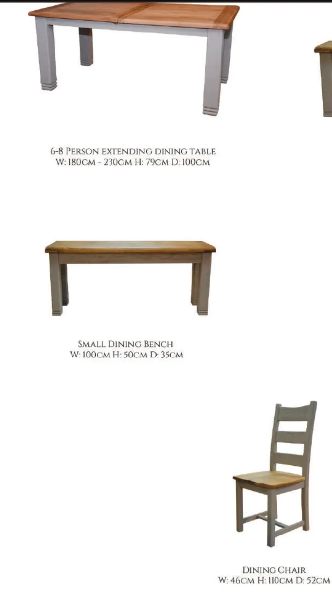 Extendable table, 4 chairs and bench - Image 2