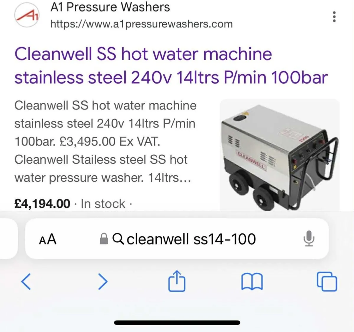 Cleanwell ss14-100 pressure washer hot/cold - Image 4