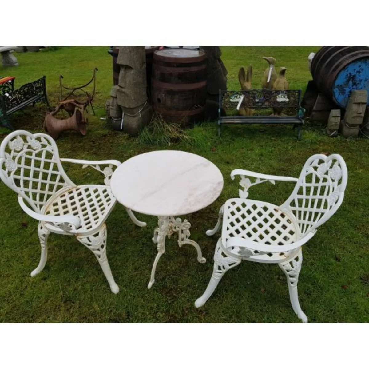 Marble Topped Table – Cast Iron Base – Style H – H - Image 2